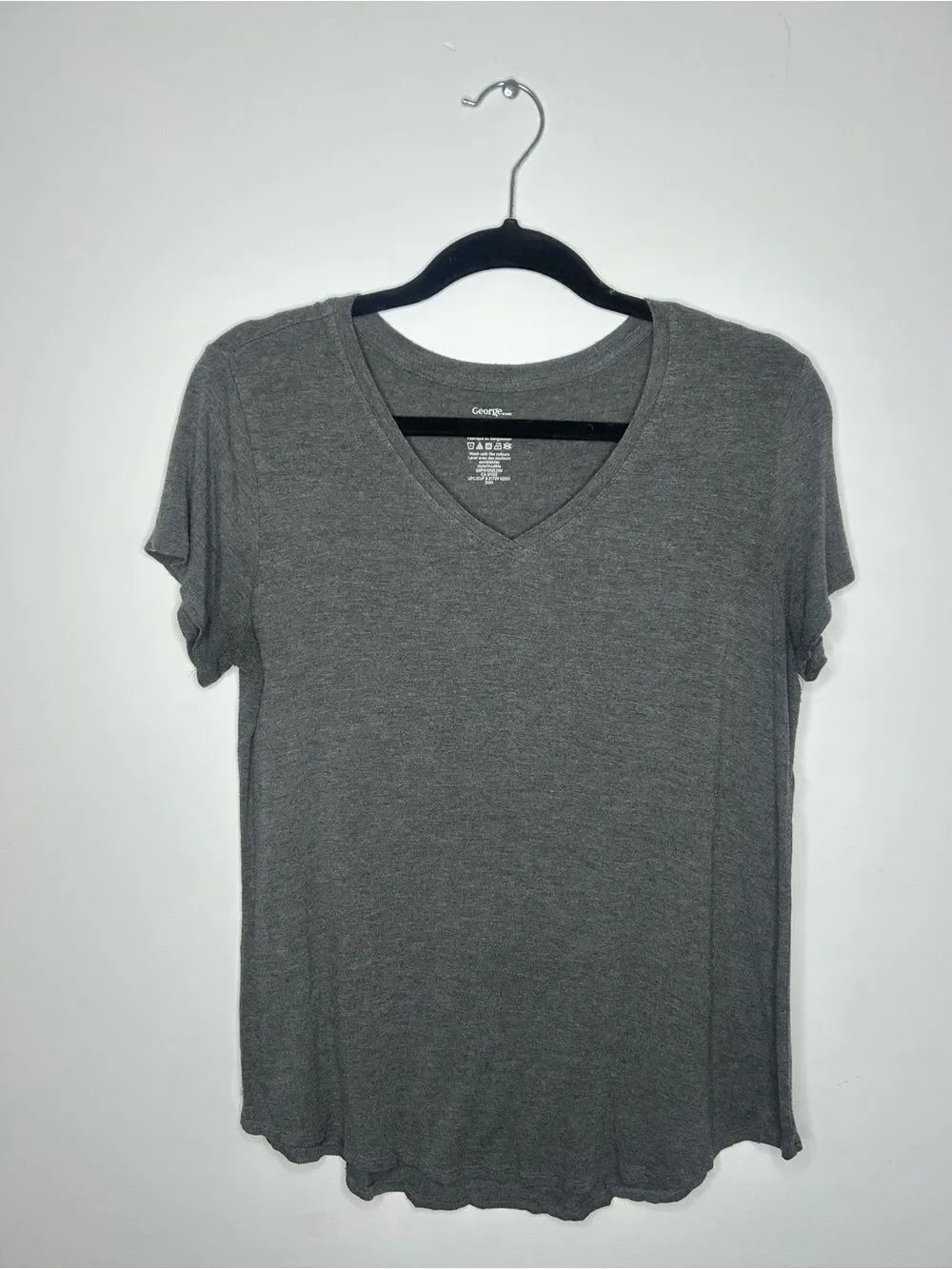 George Melange Drapey V-Neckline Tee Grey Size Medium